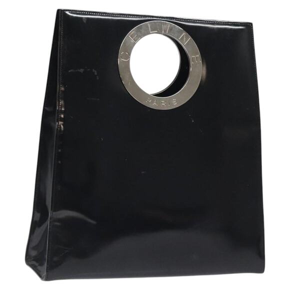 CELINE Hand Bag Enamel Black Silver - Picture 1 of 12
